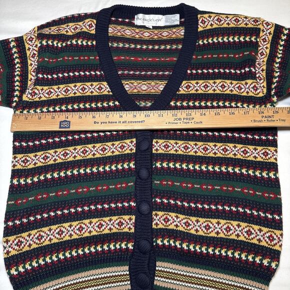 Vtg Eagles Eye Classics Cardigan Sweater Colorful Fair Isle Striped Small EUC - Picture 6 of 13